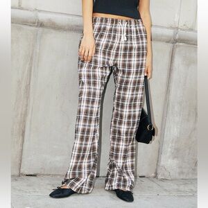 John Galt Brown Plaid Anastasia Sweatpants